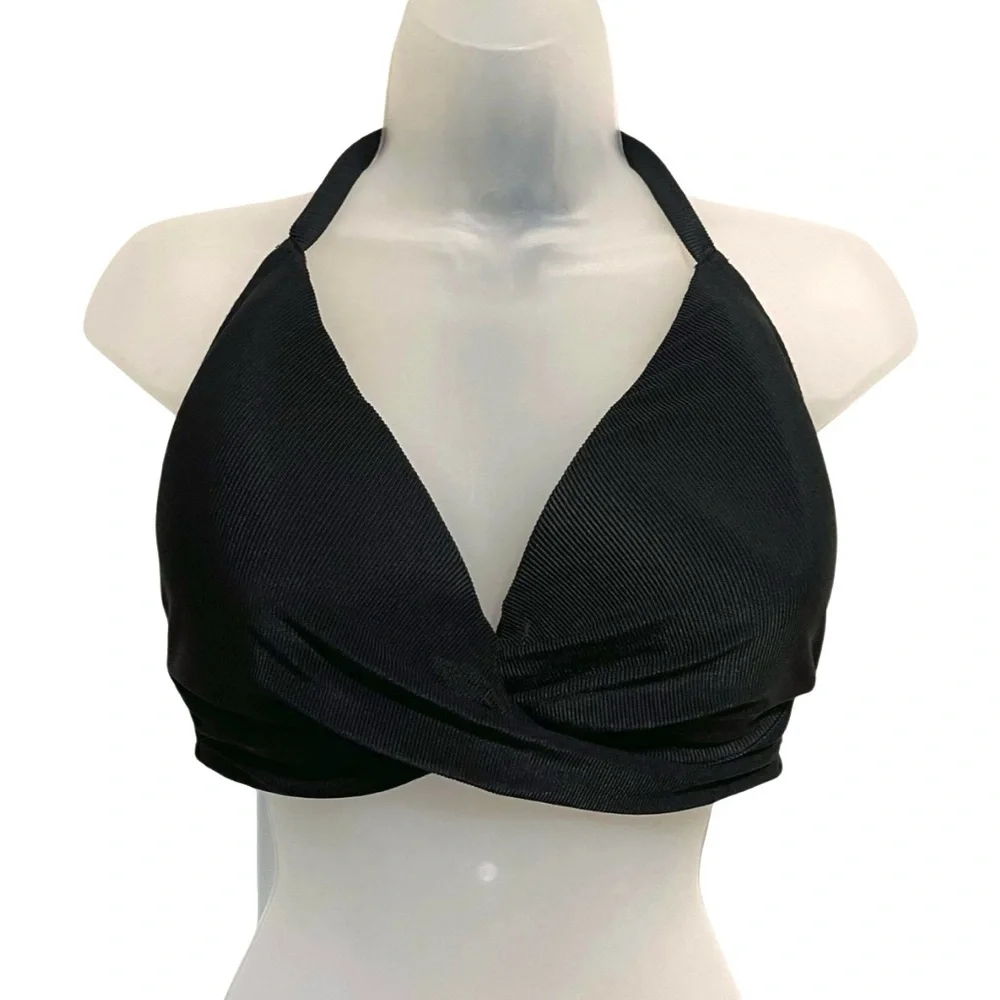 Shade and Shore Ribbed Twist Wrap-Front Bikini Top - Picture 6 of 11